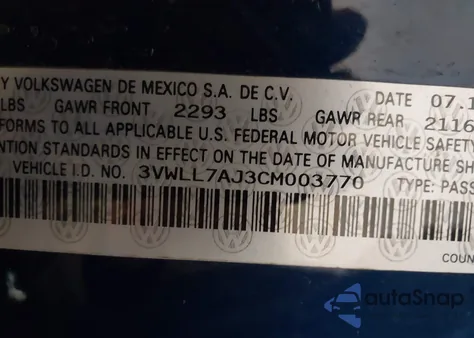 2012 Volkswagen Jetta Tdi from USA, damaged, VIN 3VWLL7AJ3CM003770